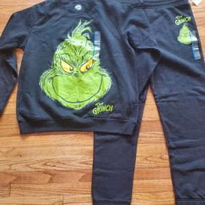 Grinch Sweat Top & Bottoms size LG  New